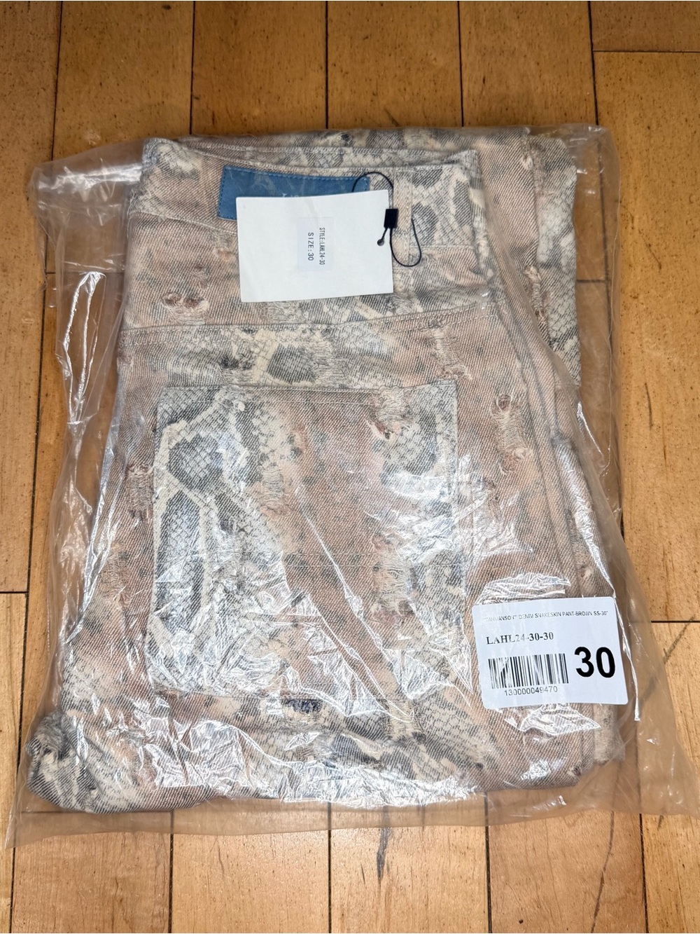 LIFTED ANCHORS HMANSON' DENIM SNAKESKIN PANT- BROWN Men’s 30 - Picture 6 of 7